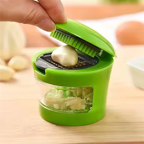 Multi-functional Stainless Steel Garlic Press Easy Manual Portable Vegetable Cutter Kitchen Gadget Tool For Home Cooking BBQ