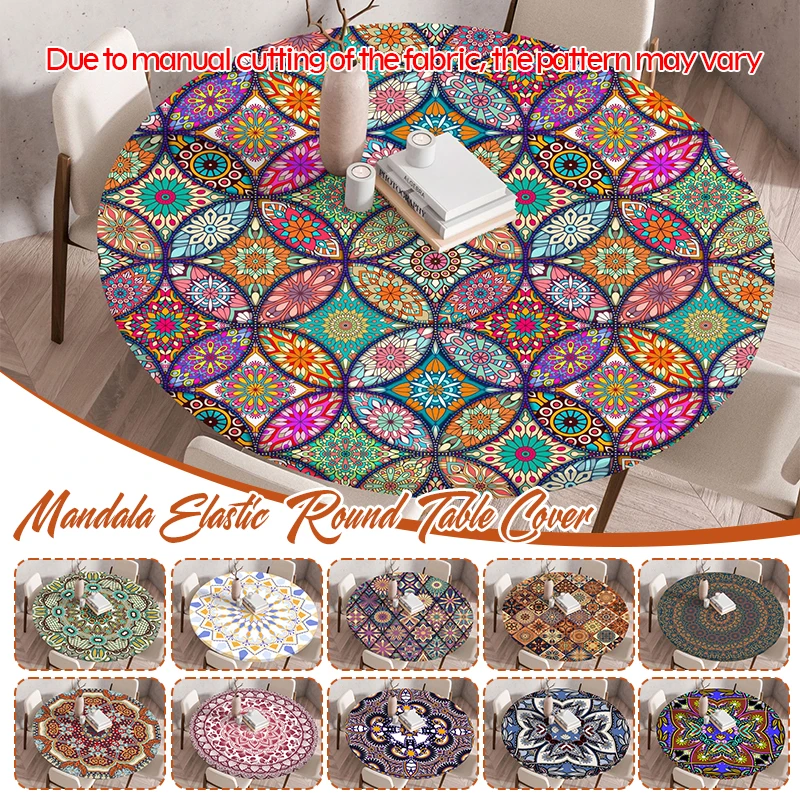 

60/90/120Cm Round Table Cover Nordic Waterproof Oil-Proof Tablecloth Elastic Kitchen Dining Wedding Party Table Cover Home Decor