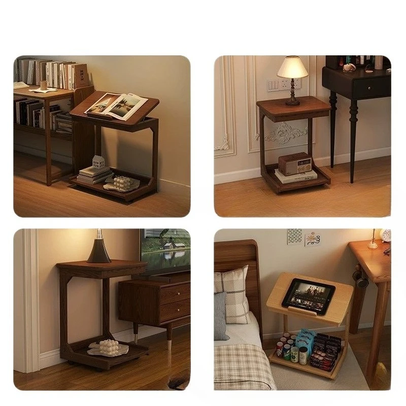 

Bedside coffee table solid wood mobile flip sofa storage corner living room bedroom home study