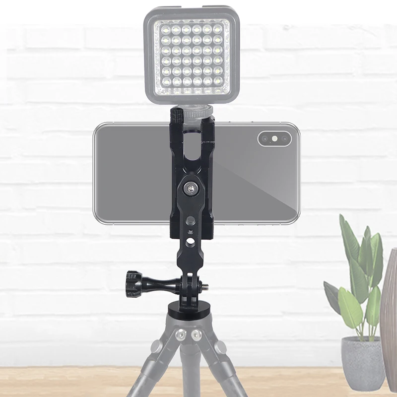 Handy-Ständer halter 360-Grad-Drehung Stativ adapter Kalt schuh 1/4 "Halterung für Smartphone Vlog Selfie Stick Lichter stehen – Detail 23