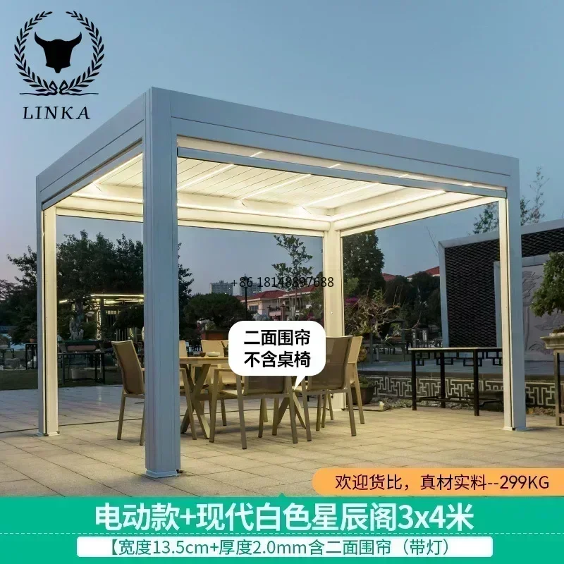 Retractable Customized Aluminum Outdoor Garden Bioclimatic Pergola with Waterproof Remote Canopy