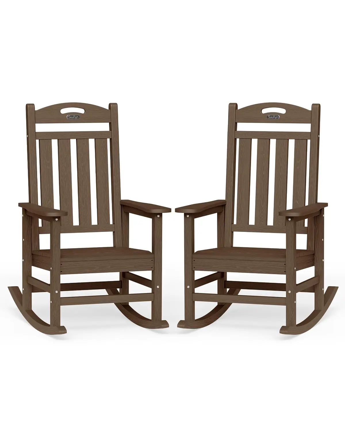 Outdoor HDPE Rocking Chair Set of 2, All Weather Patio Furniture, Gentle Rock Motion, Fade Resistant, 400lb Capacity, Customized