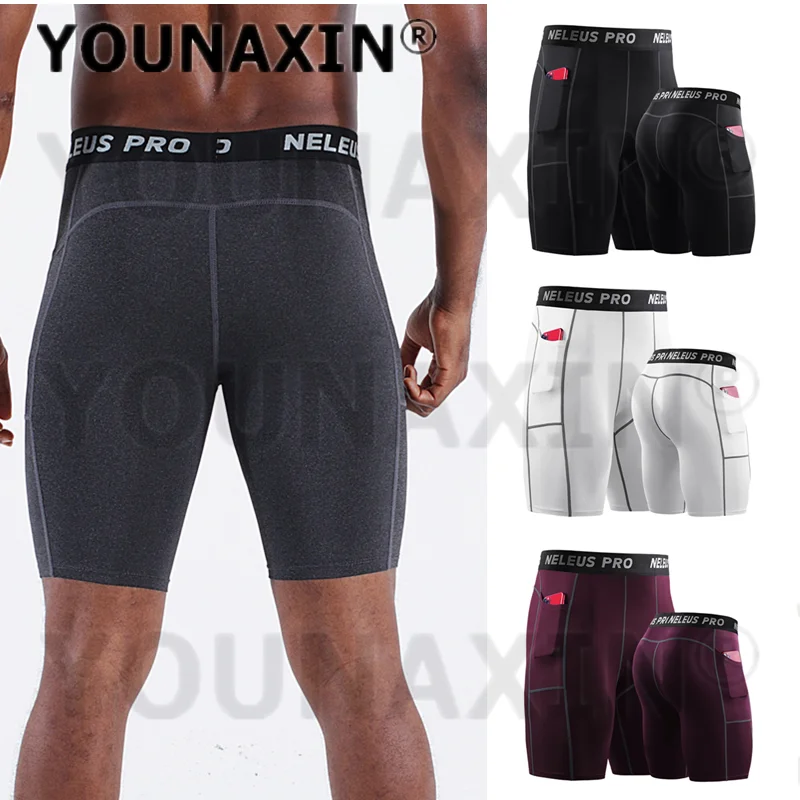 Men Big Size Running Shorts With Pocket Fitness Quick-drying Gym \Tight Leggings Outdoor Basketball Pant M L XL 2XL 3XL 4XL