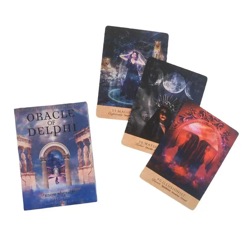 

Oracle Of Delphi Tarot Cards Full English Version 44-Card Mysterious Divination Card Set Psychological Oracle Deck Cards Game