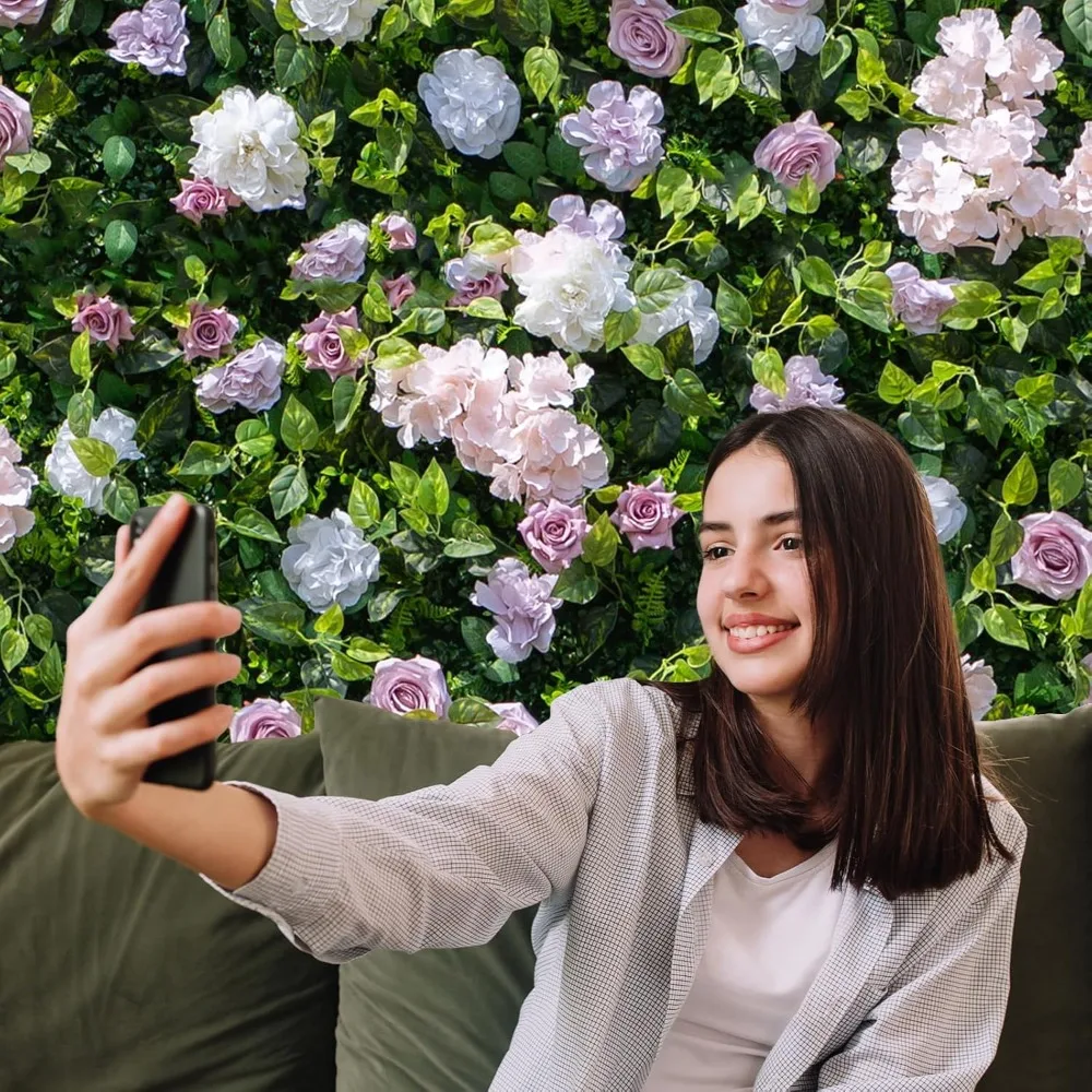 Luxo artificial ‌   Painéis de parede de flores, lindo cenário floral de seda 3D para casamento, show de bebê, festa e decoração de casa