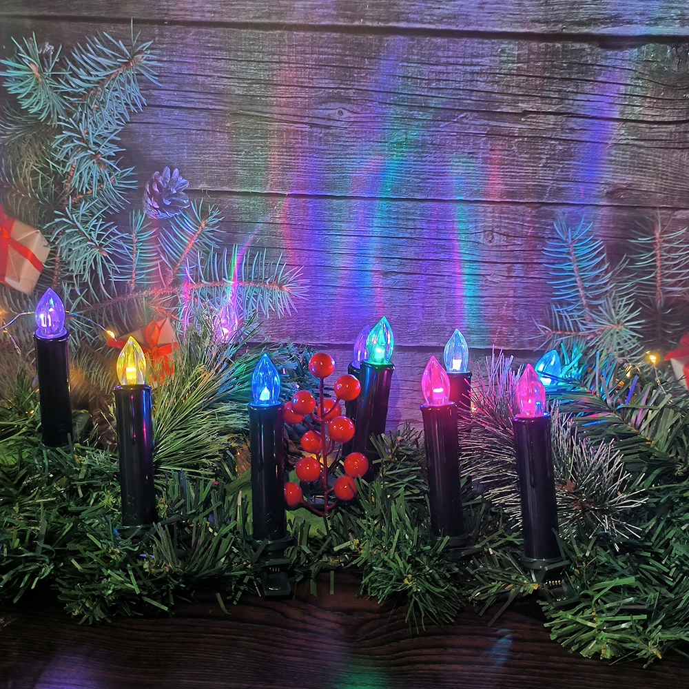 FPOO 10/20/30PCS LED Candles Black Battery Operated Candle Timer Remote Colorful Lighting Decorative Flameless Halloween Candle