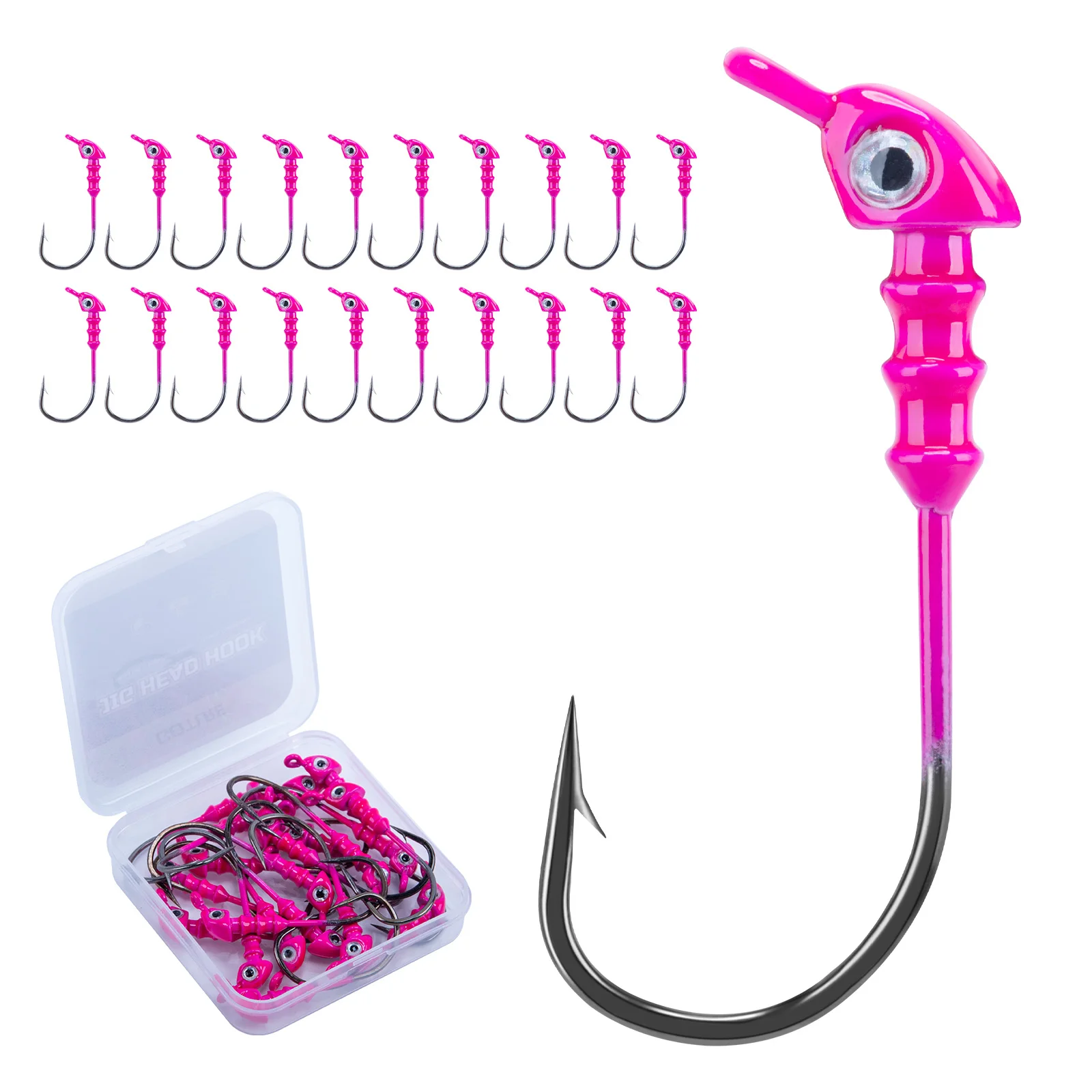 Goture Angeljigköpfe und Haken Set, Runde Jigköpfe Angelköder, Crappie Jigköpfe Haken für Barsch, Forelle, Crappie, Zander Angeln