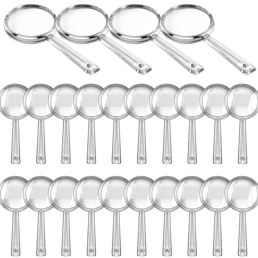 12pcs 9cm Plastic Transparent Magnifier Creative Desktop Reading Assistant Handheld Magnifier Optics Principle Learning Kit