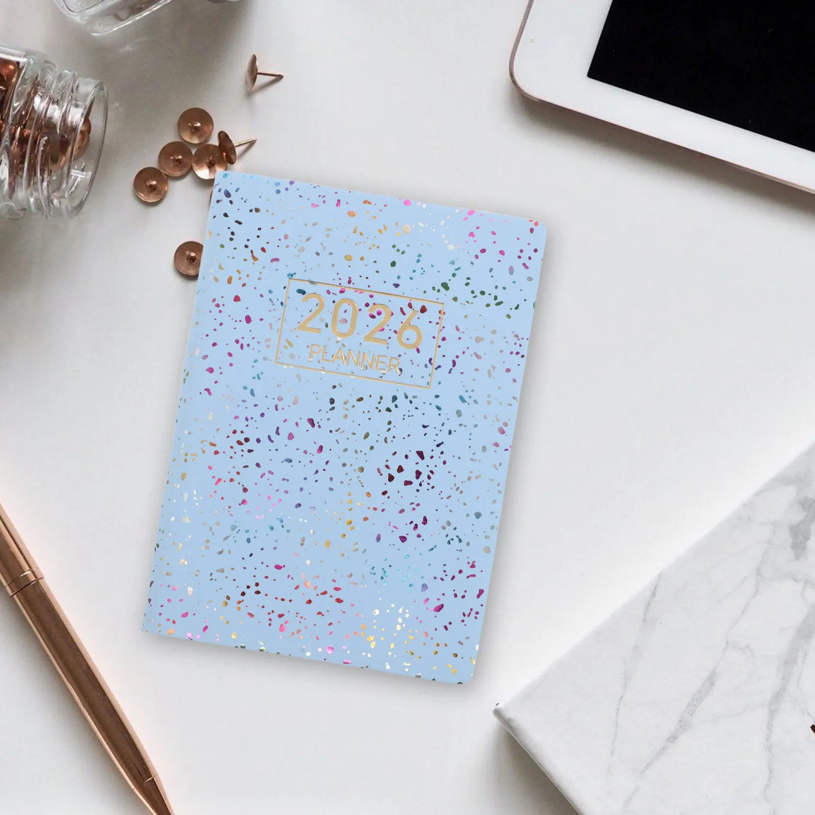 A7 2026 Pocket Planner Small PU Cover Portable Notebook Daily Planning Scheduling Compact English Interface Mini Calendar