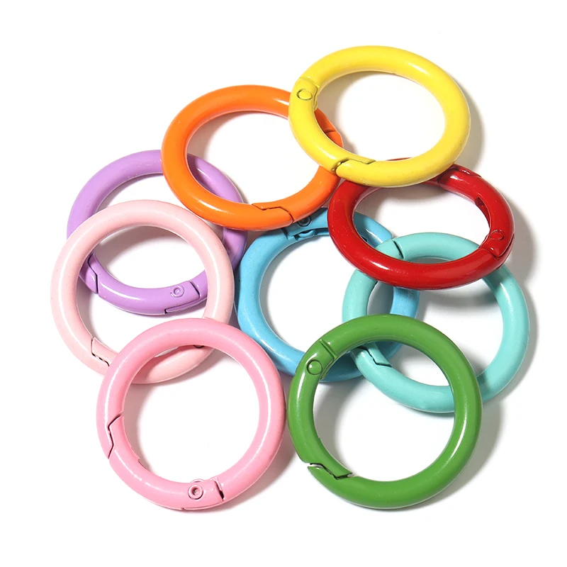 5/10Pcs/Lot 14 Colors Metal O Ring Spring Clasp Openable Round Carabiner Keychain Clips Hook Dog Chain Buckle DIY Connector