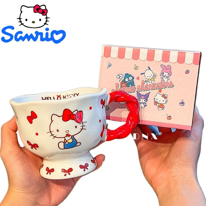

Sanrio Hello Kitty Cartoon Cute Ceramic Mug Creative Kawaii Female Home Office Milk Coffee Juice Cup Tableware Gift Wholesale