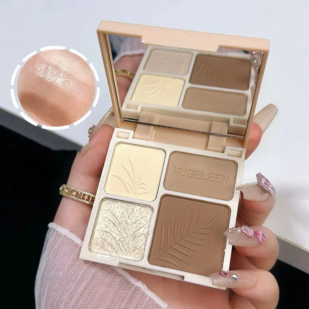 لوحة مكياج هايلايتر للوجه، ظلال عيون غير لامعة تدوم طويلاً، بودرة مستحضرات التجميل اللامعة