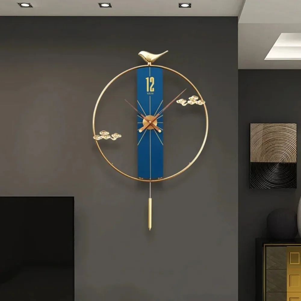 Gold Luxury Wall Clock Metal Wood Large Pendulum Clock Pure Copper Silent Clocks Wall Home Decor Living Room Decoration Gift