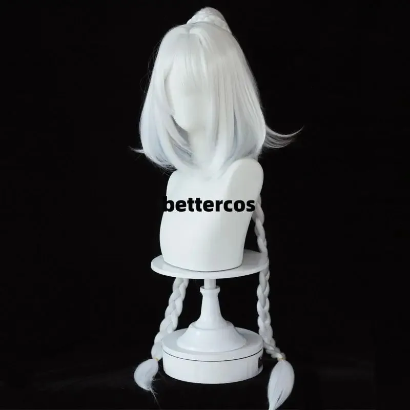 Mualani Cosplay Wig 110cm Long Braided Wig White Blue Highlights Wig Cosplay Anime Cosplay Heat Resistant Synthetic Wigs BFCDED5