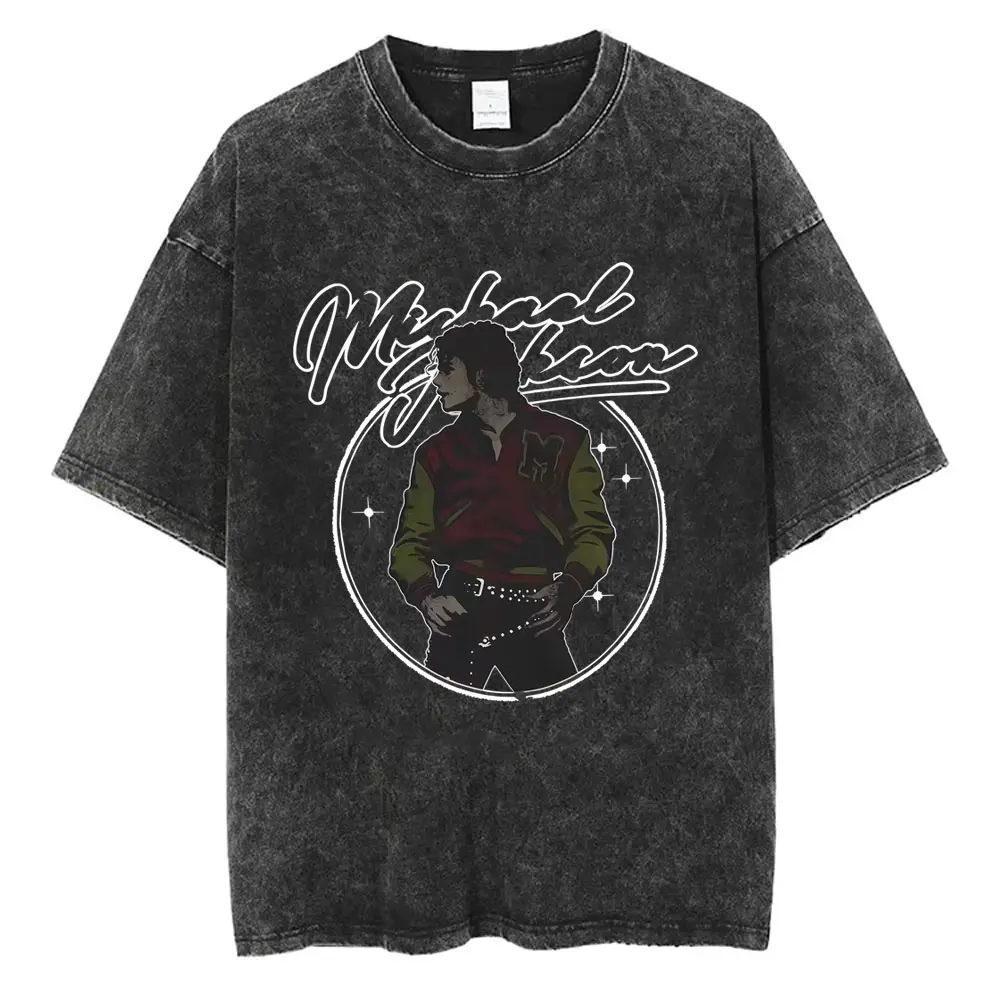 

Washed Vintage King of Pop Michael Jackson T-shirt Men Women Clothing Retro Gothic Rock T Shirts Male Fashion Oversized T-shirts