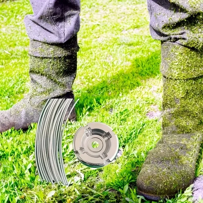 Aluminium-Trimmerkopf + Stahldraht-Set, Universeller Unkrautschneider-Kopf für Garten-Grasmäher und Rasenmäher – Detail 6