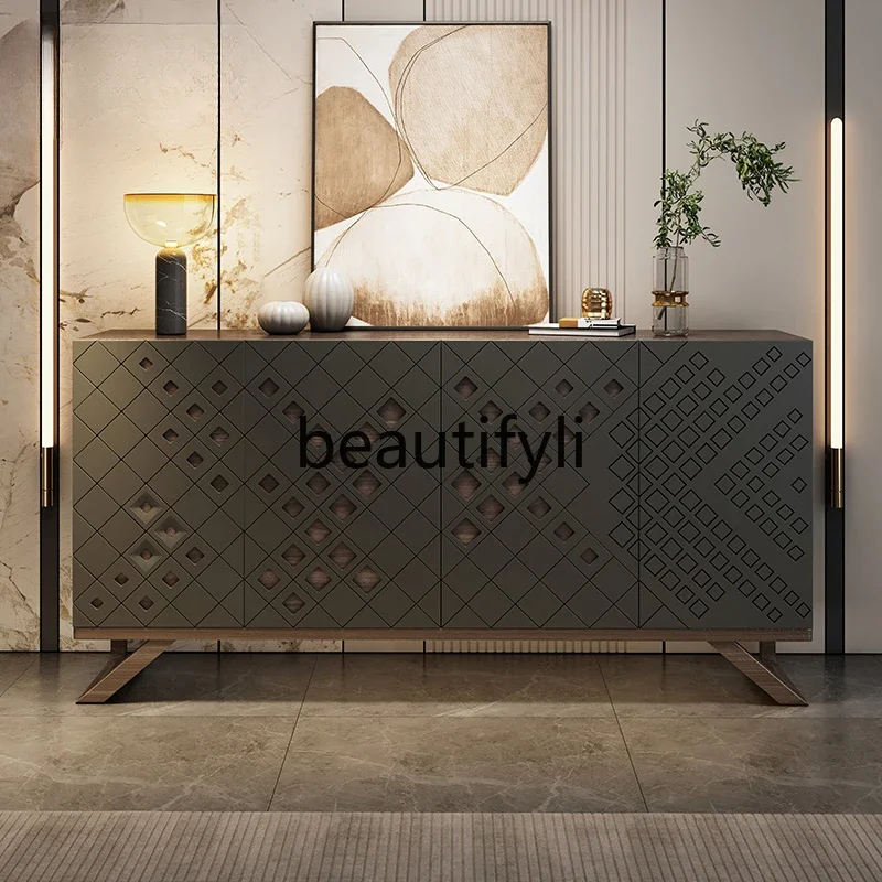 

Solid wood entrance cabinet, modern light luxury restaurant, quiet wind living room aisle decorative cabinet