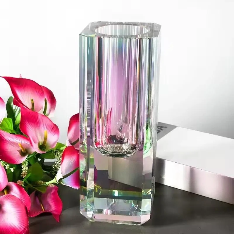 Crystal modern vase honor home decoration glass vase acrylic rectangular flower wedding ornament