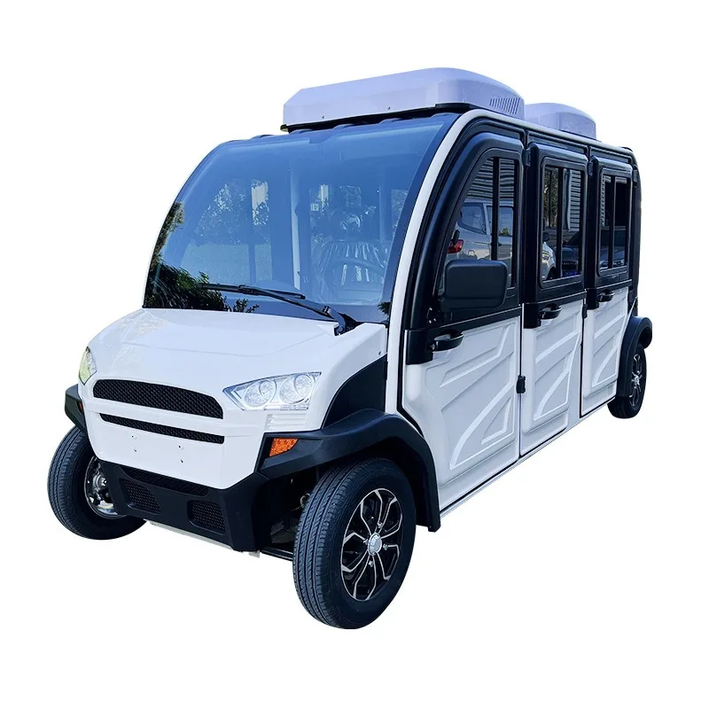 Six-seat electric scooter sightseeing car golf cart double overhead air-conditioned shuttle car spot