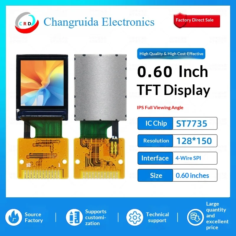 

0.6-inch TFT LCD screen ST7735 small 128x150 display LCD square SPI color
