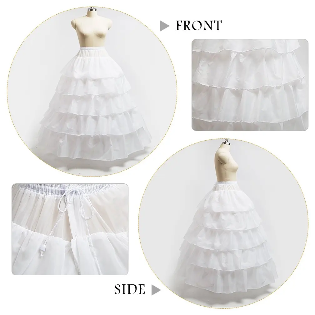 Women's Petticoat 4 Hoop Petticoat Skirt Elegant Floor Length Crinoline Underskirt Slip Perfect for Weddings Bridesmaids image 5