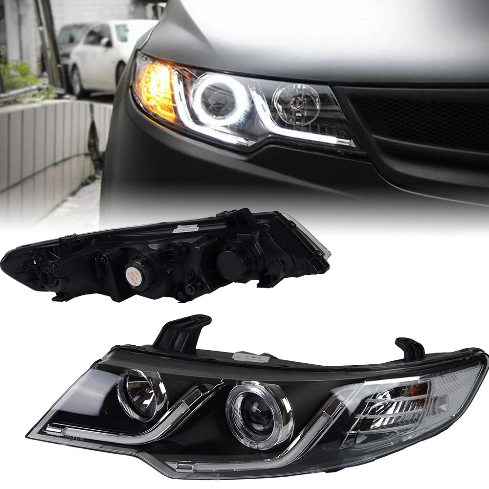 Car For KIA Forte 2009-2013 Headlights DRL Hella LED Bi Xenon Bulb Fog Lights Car Accessory Head Lamp