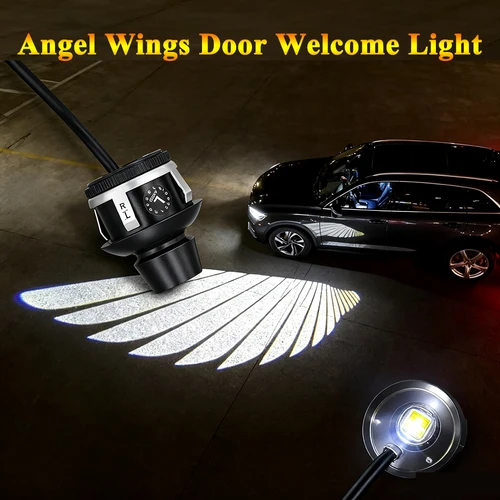 Luz de bienvenida para puerta con alas de Ángel, tipo de proyección LED Universal para coches, casas, espejo retrovisor Exterior, uso decorativo opcional de 12V