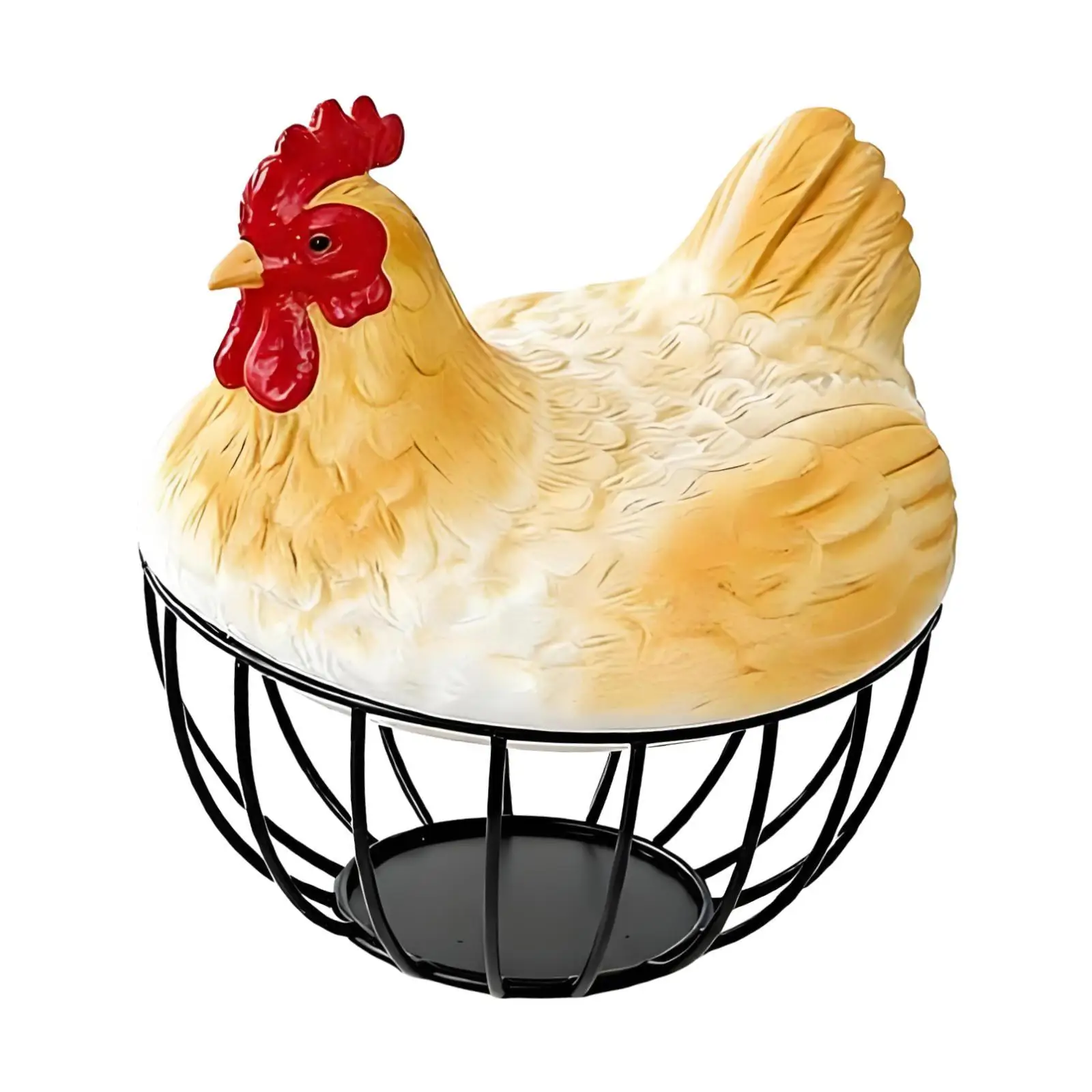 Chicken Egg Collecting Basket Large Iron Wire Egg Holder Rustic Kitchen Accessories Organizer for Fresh Eggs and Fruits