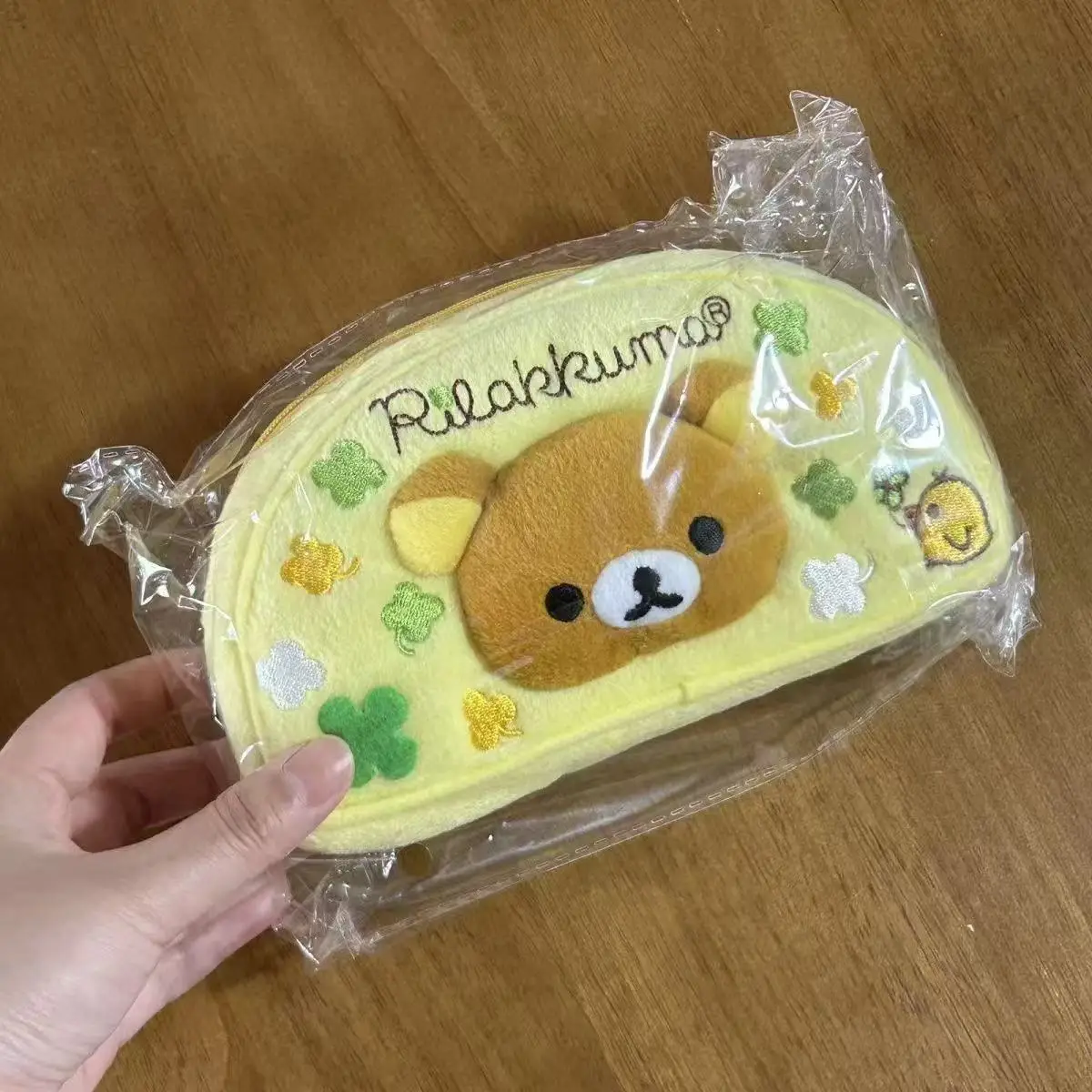 

Rilakkuma Plush Pencil Case Cute Cartoon Clover Print Kawaii Stationery Storage Pouch For Middle High School Girls Teenagers