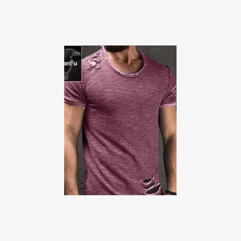 قميص رجالي جديد لصيف 2025 بأكمام قصيرة وتصميم مخصص مع ياقة مستديرة وقصة ضيقة
