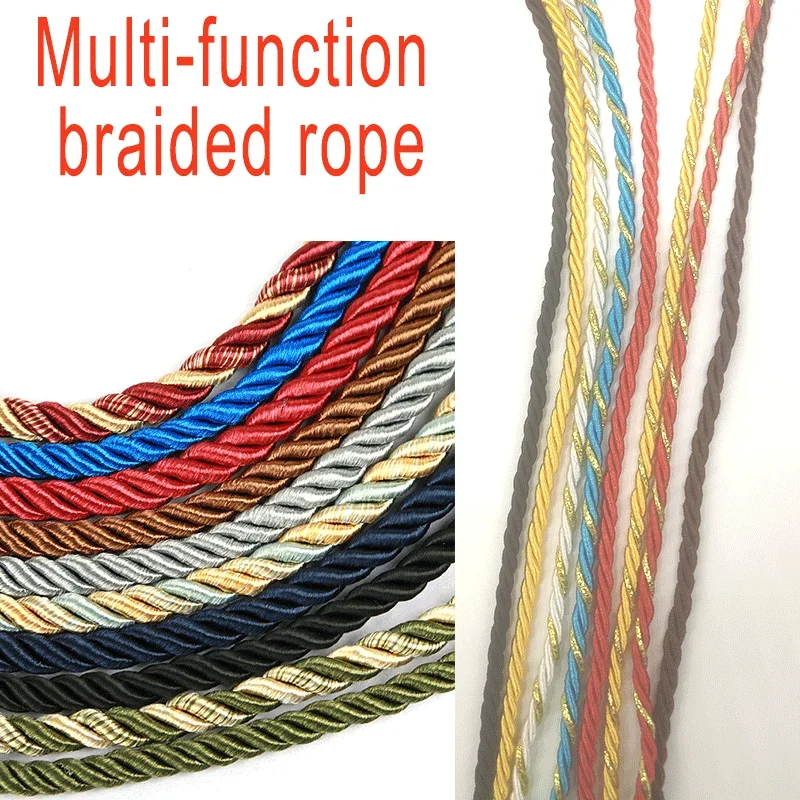 3mm 10m Twisted Cord Rope Trim Craft Decorative Nylon Rope Handmade Cording for Sewing Crafts Upholstery Home Décor