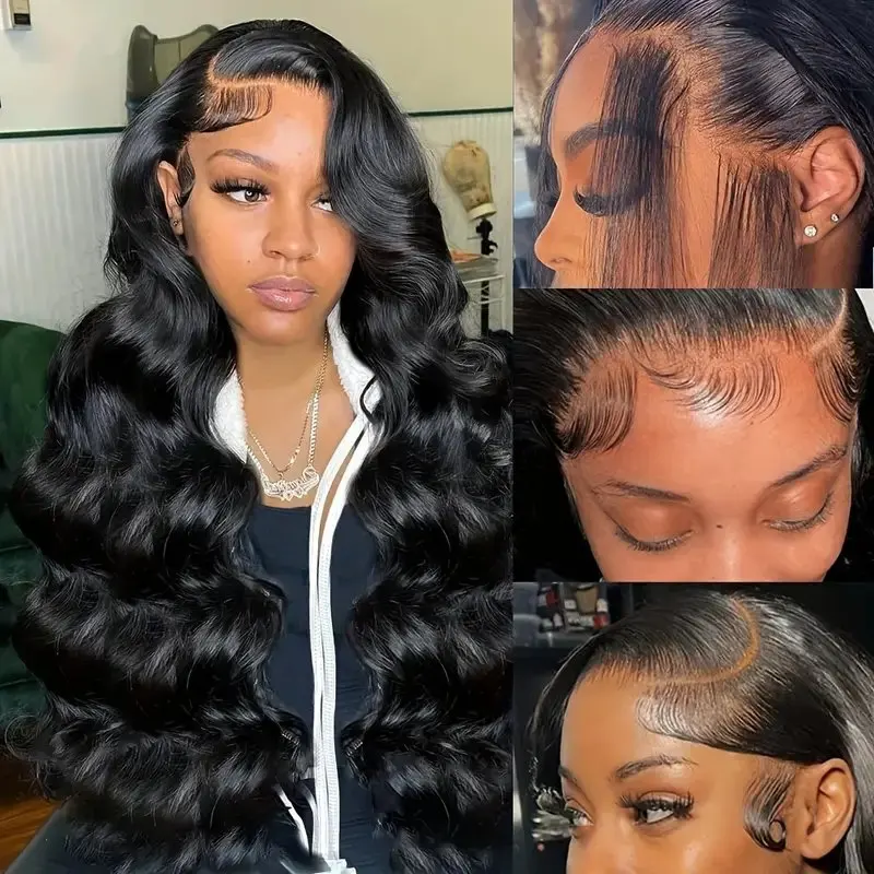 Rosabeauty HD Body Wave Nature Color 13X6 Transparent Lace Frontal Wig 13X4 Front Human Hair Glueless Wig 250% Density For Women