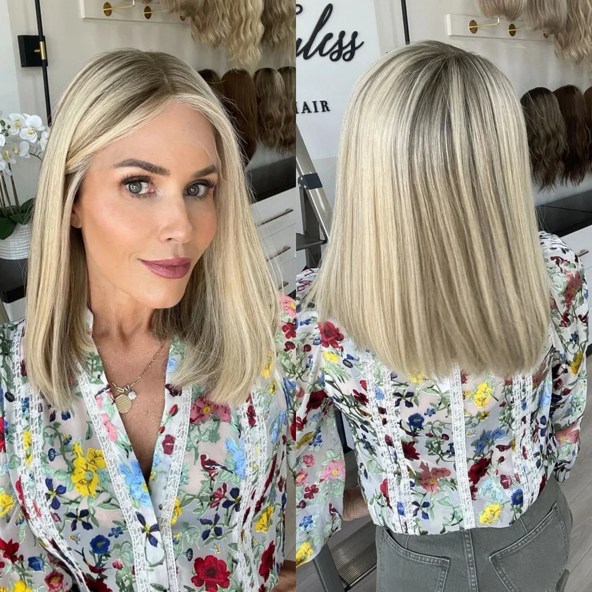 

Bob Hair Ombre Ash Blonde Glueless Wigs Short High Quality Synthetic HD Lace Front Wig 13*4 HD Mix Color Natural Straight Wigs