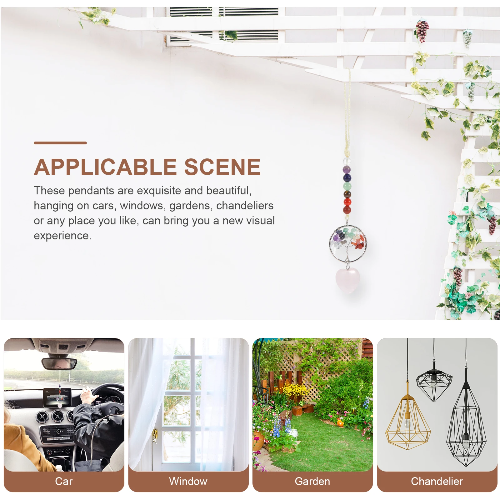 

Heart Shaped Raw Stone Pendant Hanging Crystals Natural Key Chain Child Gift Car Home Decor Crystal Stone Life Tree