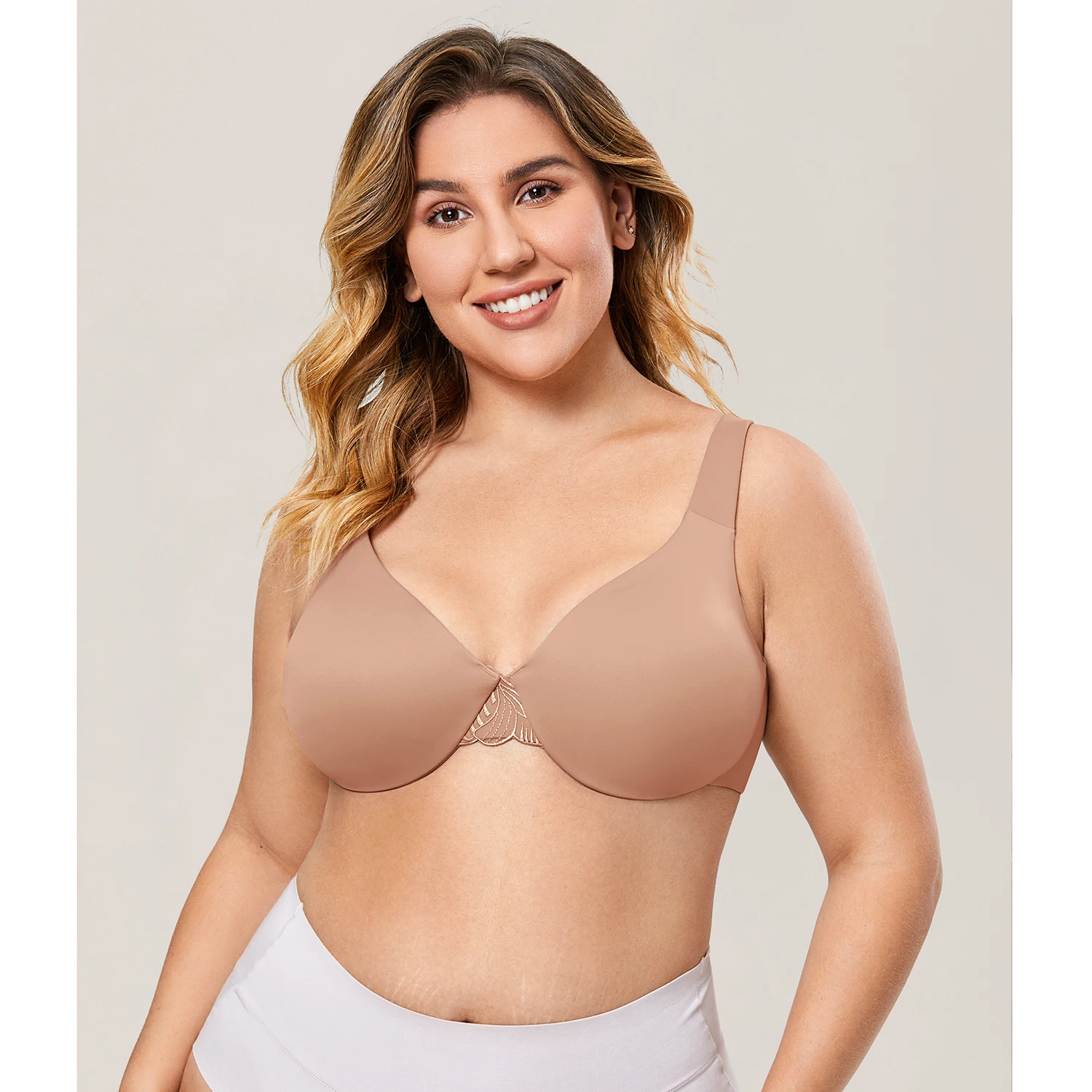 Women\'s Seamless Bra Full Coverage U Back Plus Size Unlined Comfort Underwire Underwear Big Breast E F G 34-40 42 44 46