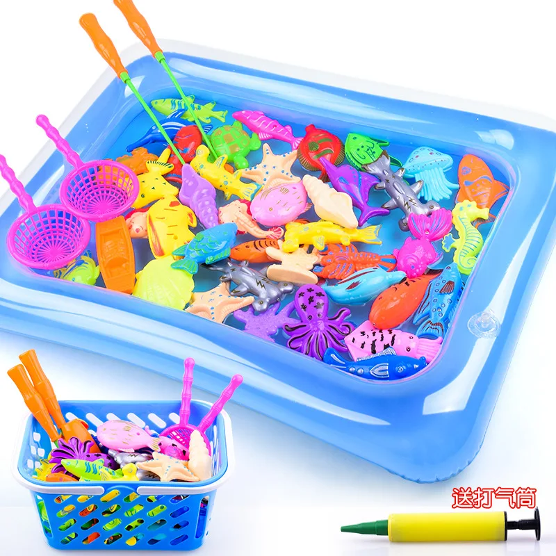 Children's Fishing Set Magnetic Playing Baby Fishing Toys Various Fish Pack Puzzle