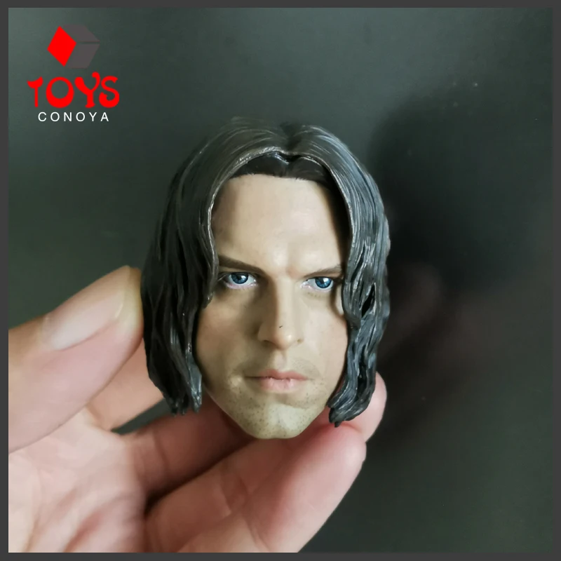 In Stock 1/6 Scale Bucky Sebastian Stan Head Sculpt PVC Male Head Carving Model Fit 12'' Soldier Action Figure Body Dolls