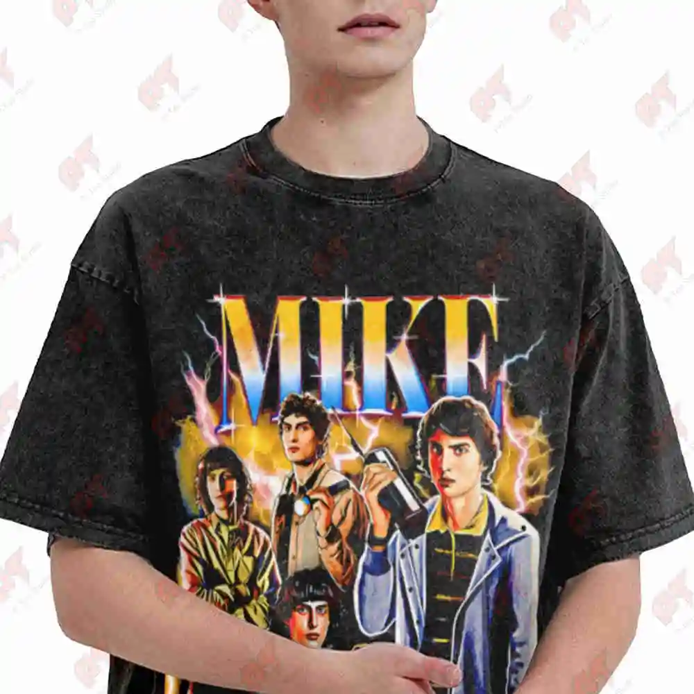 The Classic Mike Heartthrob Dark Superpower Upside World TV Vintage Washed Tee Pure Cotton T-Shirt