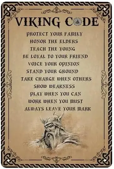 Viking Gifts for Men Viking Code Sign - Viking Wall Decor for Home - Protect Your Family The Elders Teach The Young Ideas