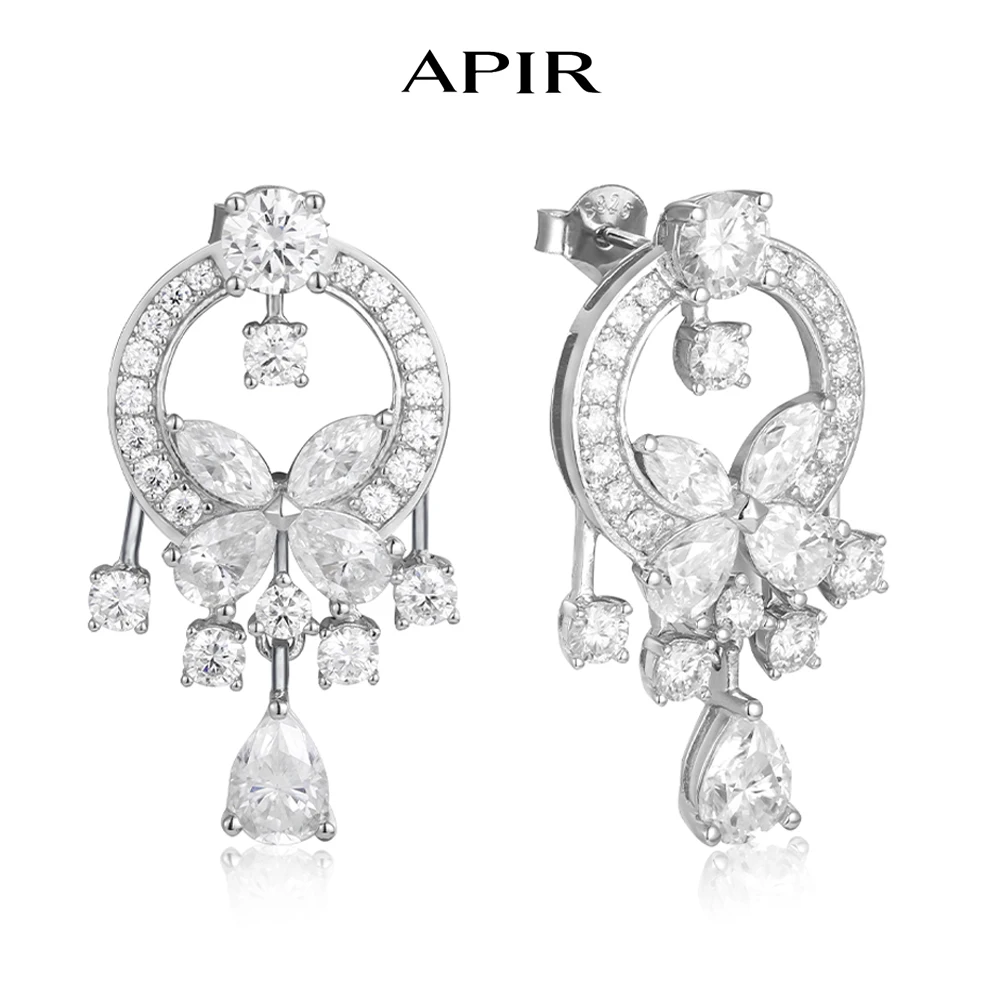 

APIR Butterfly Moissanite Pendant Earrings for Women 925 Silver Daily Party Wedding Elegant Romantic Female Drop Earring Jewelry