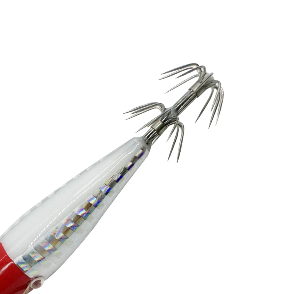 1-10PCS 나무 새우 미끼 5.5g 레이저 빛나는 플로팅 Egi 미끼 오징어 지깅 새우 후크 문어 오징어 낚시 미끼