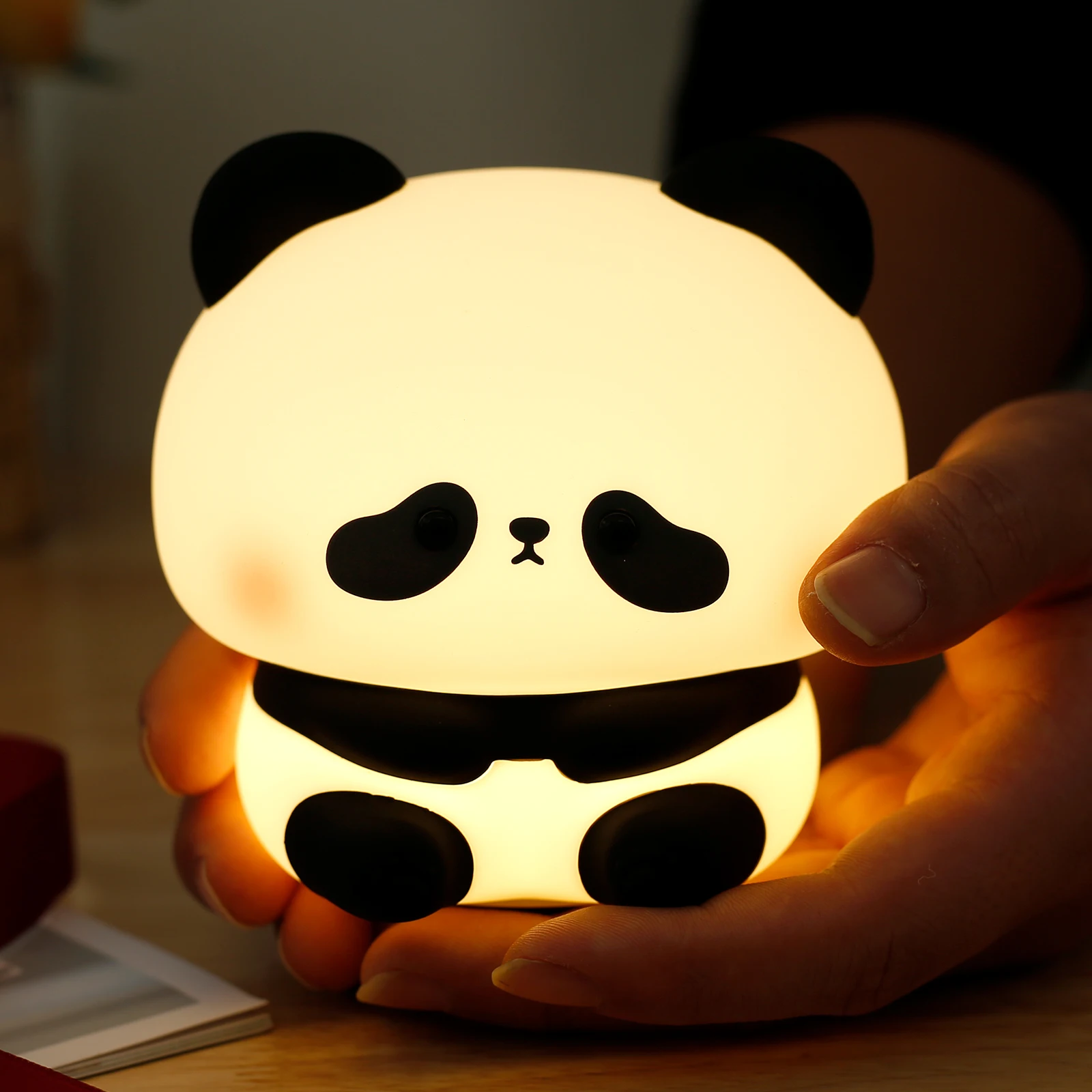 Panda Night Light for Kids Silicone Dimmable Nursery Nightlight with 30min Timing Function 1200mAh USB Rechargeable Tap Control