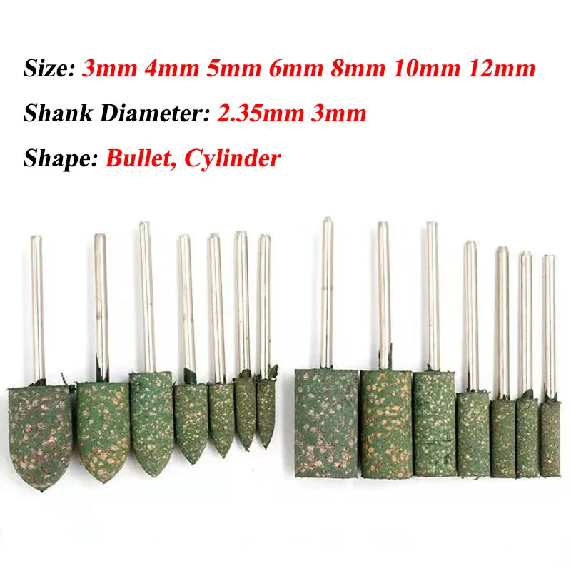 5Pcs 2.35 / 3mm Shank Sesame Rubber Grinding Heads Polishing Burr Point Abrasive Grinding Stone Wheel For Dremel Rotary Tools
