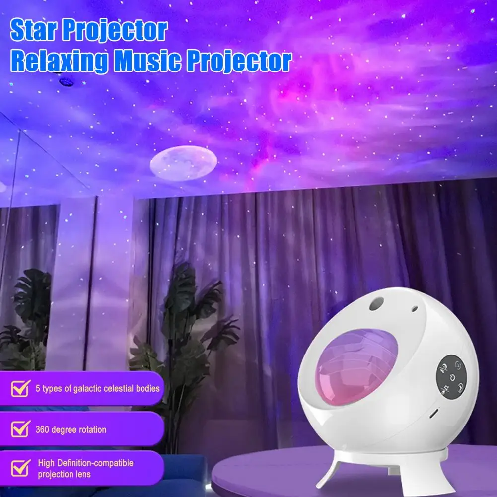 Ambient Light Star Projector with Speaker Color Changing & Music Sync Cloud Moon Bedroom Mood Night Light