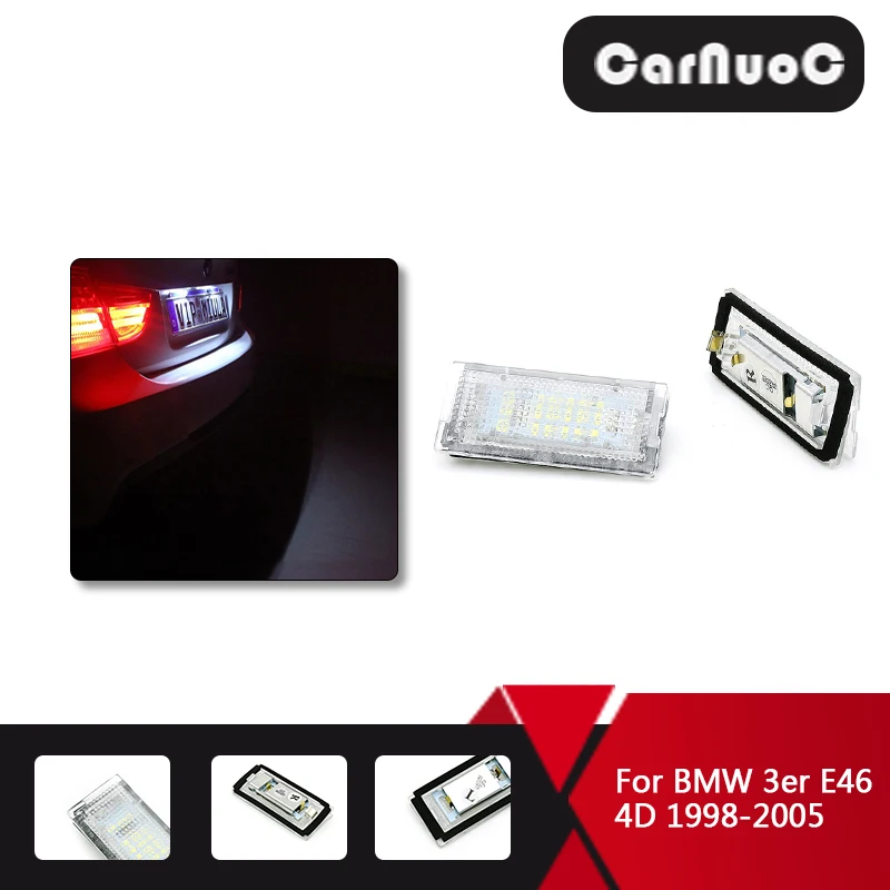 

2 Pieces Car Canbus Led License Plate Light Auto Tail Light Bulbs White 12V 6500K For BMW E46 4D 1998-2005 Car Accessories