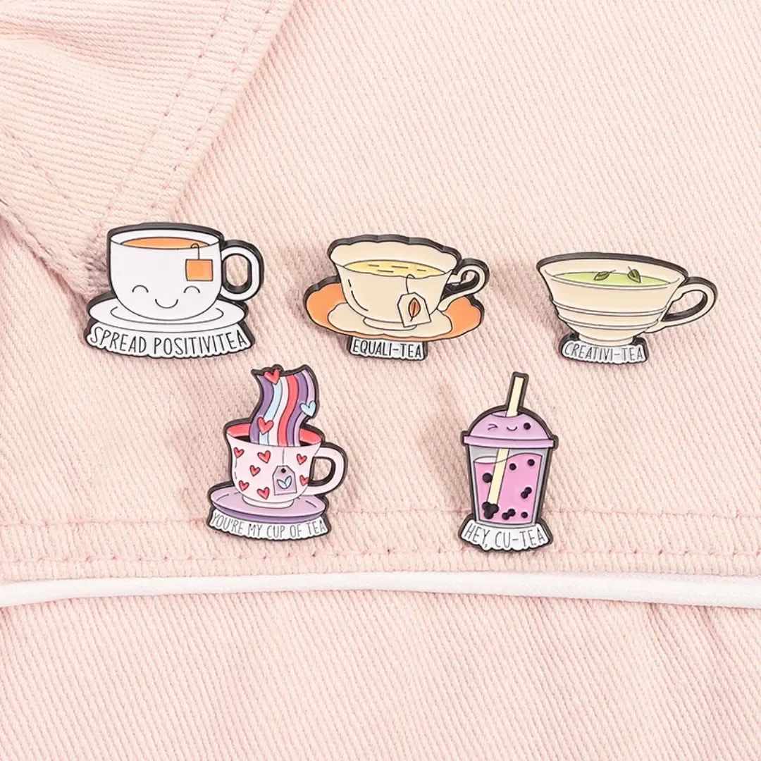 Milk Tea Green Tea Enamel Pins Cartoon Badge YOU'RE MY CUP OF TEA Brooch Backpack Custom Funny Jewelry Accessory Gift for Friend