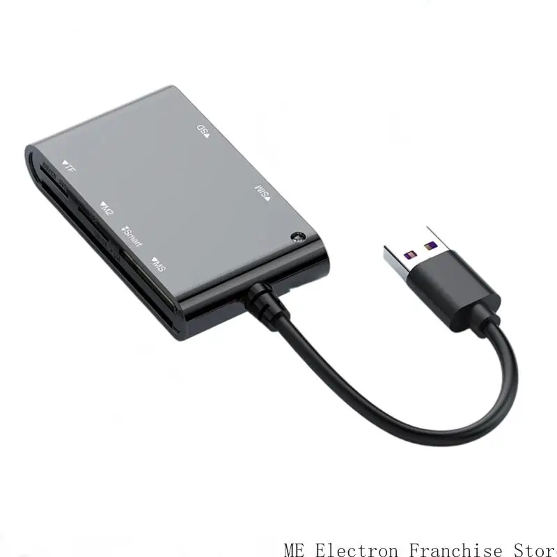 

6 in 1 Militarys Smartests Card Reader USB Adapter Supports CACs SIMs SDTF M2ID IC PIVs Cards