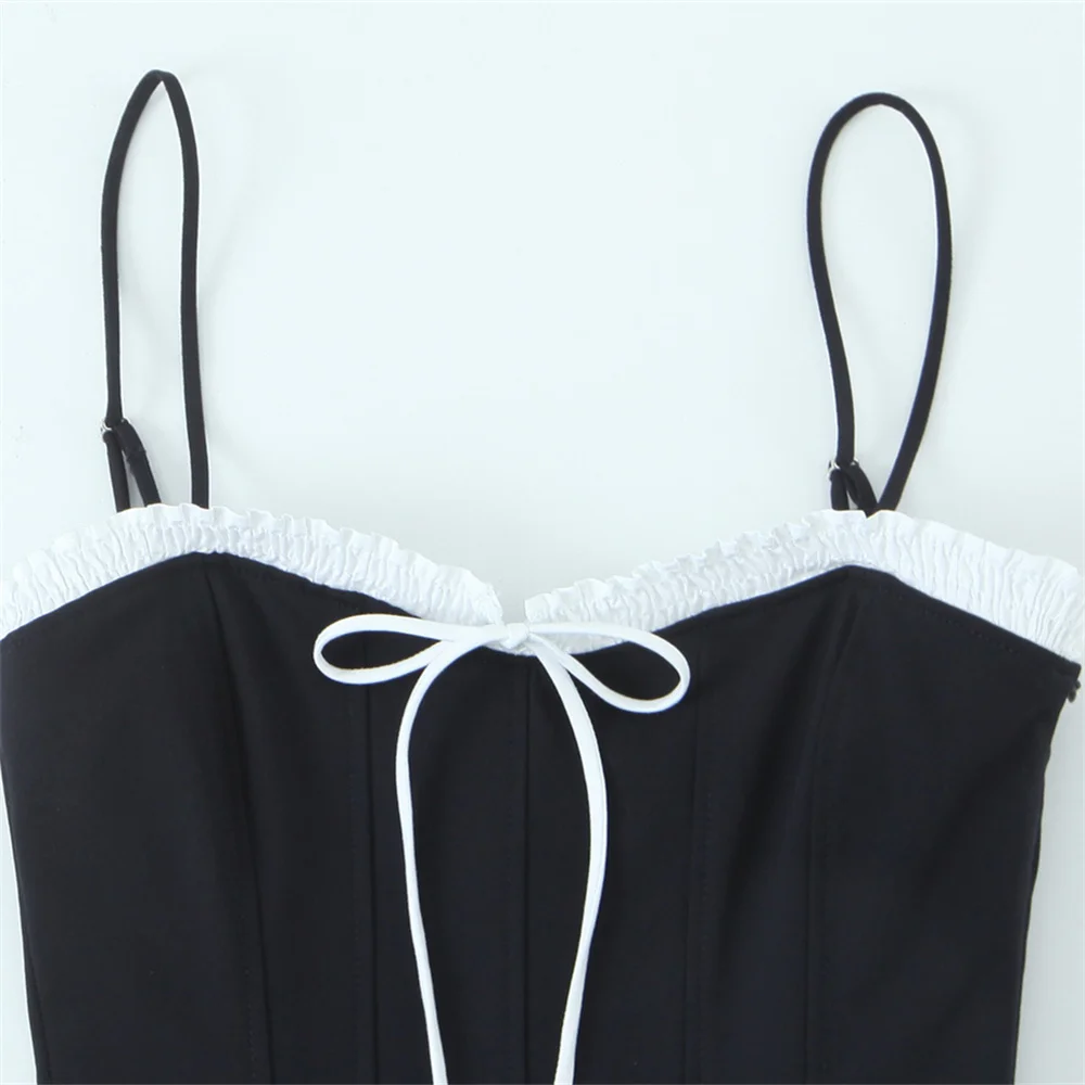 Vestido feminino com alça em camadas e laço, decoração primavera/verão, novo produto casual, roupa feminina