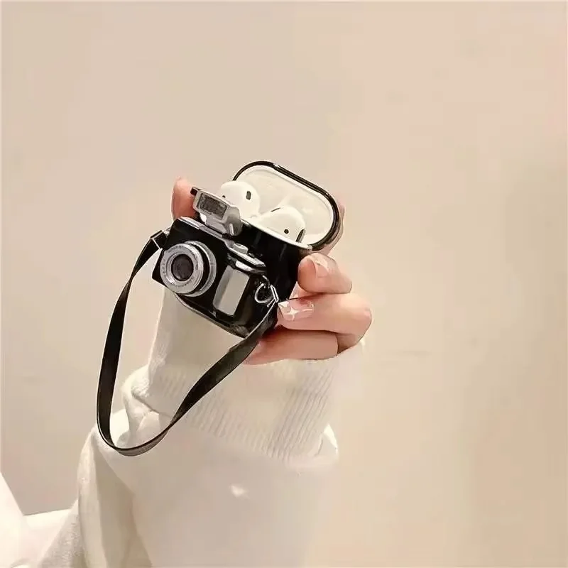Lustige Abdeckung für Airpods 3 2 1, Kopfhörer, blinkende Kamera-Headset-Hülle mit Haken für Apple Airpod Pro 2 1, kabellose Kopfhörer-Abdeckung