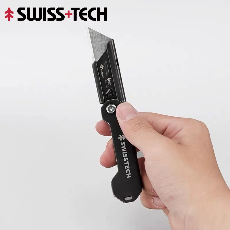 Мини-складной нож SWISS TECH, канцелярский многофункциональный инструмент-брелок, карманный нож EDC, универсальный нож-резак со сменными лезвиями